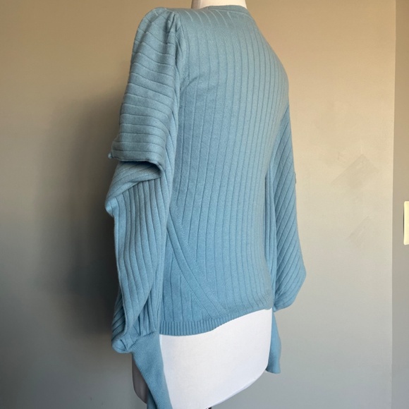 TED BAKER Bubless Extreme Puff Sleeve Knit Cocktail Blue Sweater Jumper Top - Picture 11 of 16